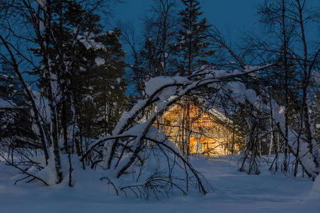 自然 寒冷的 降雪 新的 天空 小屋 假日 拉普兰 日志