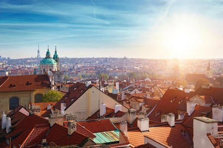 房子 地标 傍晚 古老的 共和国 欧洲 城市 布拉格 秋天