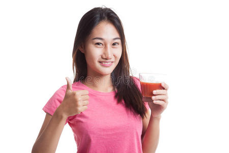 女人 番茄 女士 女孩 演播室 拇指 营养 饮食 肖像 果汁