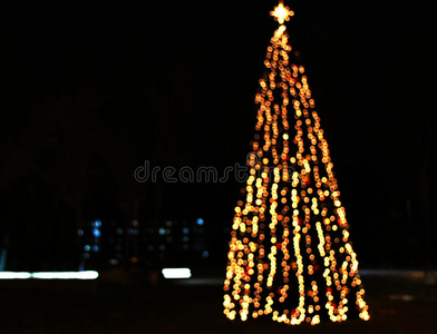圣诞树上闪闪发光
