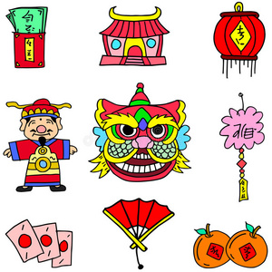 中国春节对联涂鸦图片