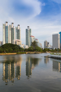 亚洲 黎明 大都市 市中心 公寓 风景 城市 照明 全景图