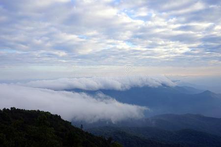 山谷 日落 波动 泰国 旅行 日出 美丽的 早晨 风景 小山