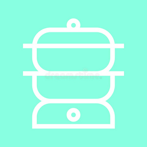 双锅炉图标在时尚的平面风格隔离在灰色背景。 厨房符号为您的设计，标志，UI。 矢量插图