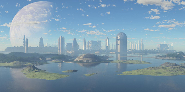 未来主义水生城市