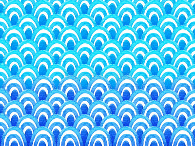 蓝色水彩波的抽象几何图案。 海的背景。
