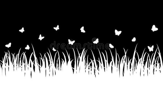 草和花上的蝴蝶。
