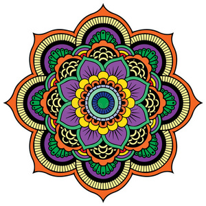 白色背景上的彩色曼陀罗照片