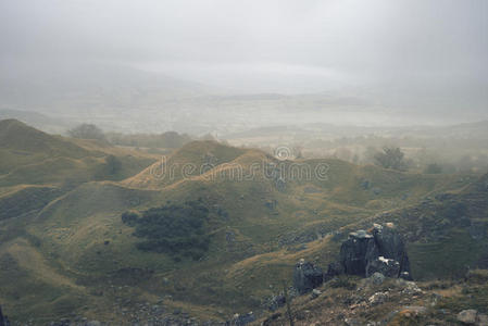 岩石 丘陵 乡村 风景 薄雾 采石场 朦胧 落下 处理 英国