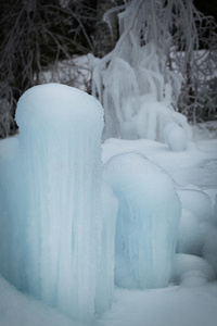 冰冻的雪堆。