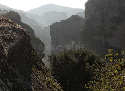吸引力 悬崖 卡兰巴卡 美丽的 小山 希腊 地标 风景 高的