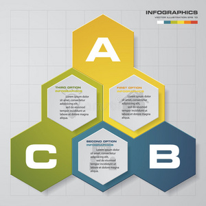 抽象3步骤infographis元素.向量插图。