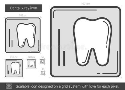 牙科x射线线图标。