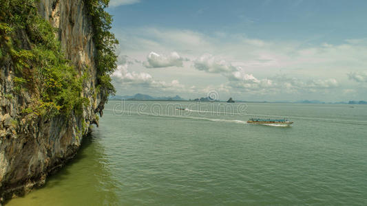 上面海湾海滩美丽船邦德驱动器无人机远森林乐趣绿色高热岛詹姆斯景观自然海洋