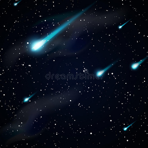 坠落的流星坠落的星星,流星或彗星. 星空矢量背景照片