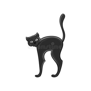 黑色猫图标，黑色单色风格