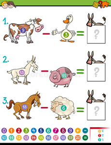 儿童 代数 有趣的 逻辑 卡通 农场 学校 考试 绘画 学习
