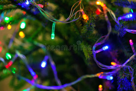 圣诞树装饰花环，特写