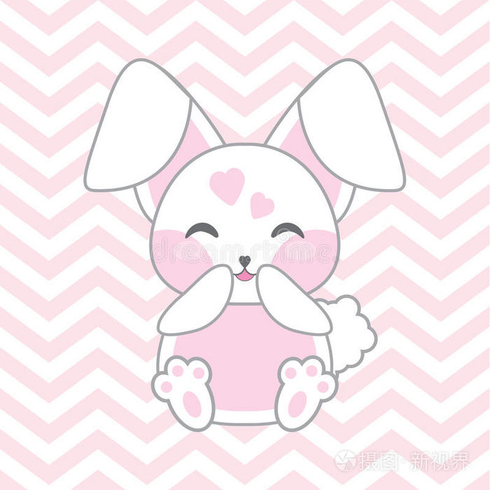 带可爱粉红兔子的婴儿淋浴图