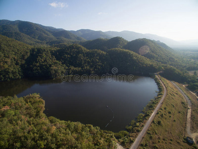 无人机 天线 地理 泰国 兰邦 水库 风景 森林