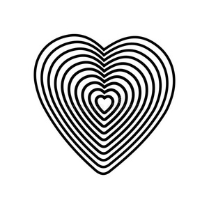 白色背景上的黑色心脏。 三维立体体积的光学错觉。 矢量插画师。 适合设计，标志或12月