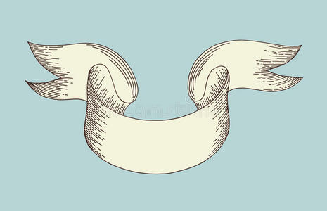 手绘丝带雕刻老式风格设计
