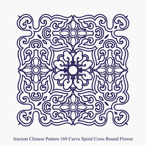 中国古代曲线螺旋交叉圆形花的图案