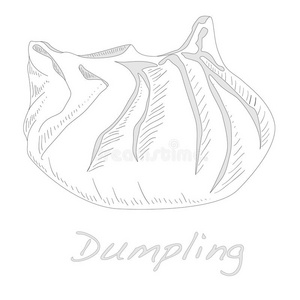 馄饨黄面团,肉末.日本肉馅饺子.在餐厅里用黑盘子盛菜.