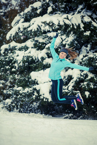 运动 适合 冬天 外部 自然 女士 健康 寒冷的 健身 跑步