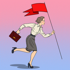 动机 金融 女商人 旗帜 公司 机会 工作 成就 卡通 性格