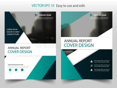 绿色黑色抽象三角形年报小册子设计模板向量。 商业传单信息杂志海报