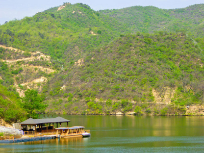 丘陵 湖边 中国人 伟大的 北京 河流 美丽的 黄花城 天空