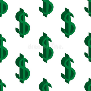 绿色美元的钱。 无缝图案。 矢量插图
