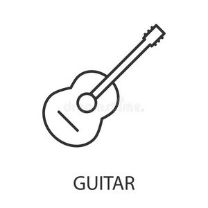 现代线条风格的Guiter图标或标志