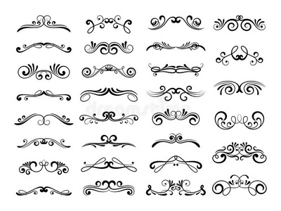 矢量维多利亚式观赏漩涡和简单的线条卷轴抽象无缝图案与黑白线条装饰