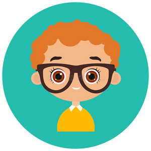 戴眼镜的小男孩肖像. 矢量插图eps10平卡通风格.照片