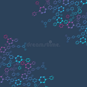 几何抽象背景与连接线和点。 结构分子和通信。 科学概念