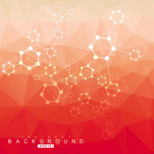 几何抽象背景与连接线和点。 结构分子和通信。 科学概念