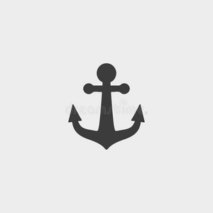 锚图标在一个平面设计的黑色. 矢量插图eps10照片