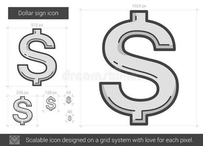 美元标志线图标。