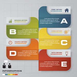 5个步骤过程。 简单和可编辑的矢量表示模板。