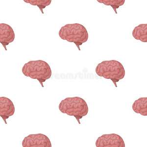 在白色背景上孤立的卡通风格中的大脑图标。 器官模式股票向量插图。