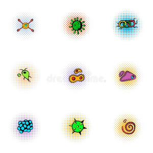 细菌图标集，流行艺术风格
