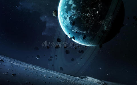 抽象的科学背景太空中的行星星云和恒星。 这幅图像的元素由美国宇航局提供