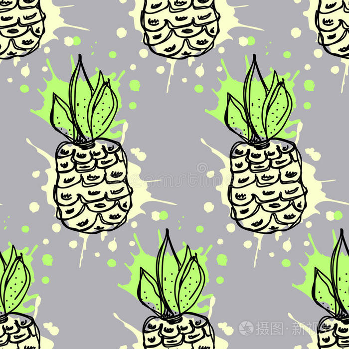 水果 卡通 自然 涂鸦 艺术品 菠萝 食物 公司 污点 概述