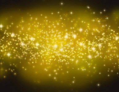 闪闪发光的星星在金色的背景上。 夜空与星星背景纹理