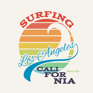 加州冲浪插图，矢量，t恤图形
