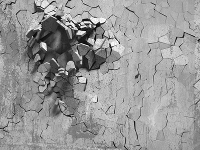 裂缝爆炸混凝土墙孔抽象背景