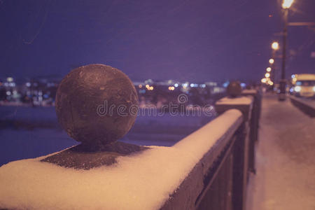 场景 自然 美丽的 寒冷的 季节 圣诞节 花茎 雪花 城市景观