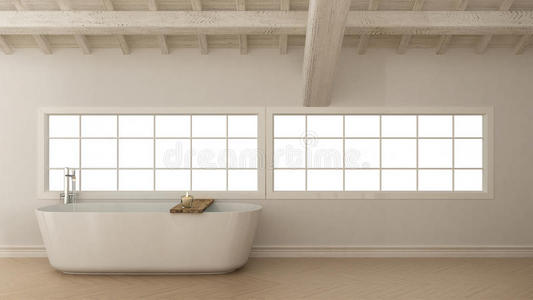 浴室 最小值 豪华 奢侈 极简主义 窗帘 流行的 阁楼 蜡烛